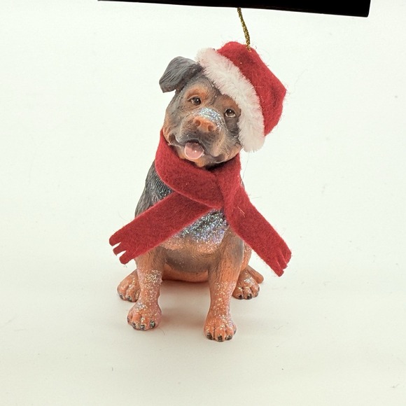 christmas shoppe Other - Rottweiler Rottie Dog Christmas Tree Ornament Santa Hat Scarf Resin Holiday NWT